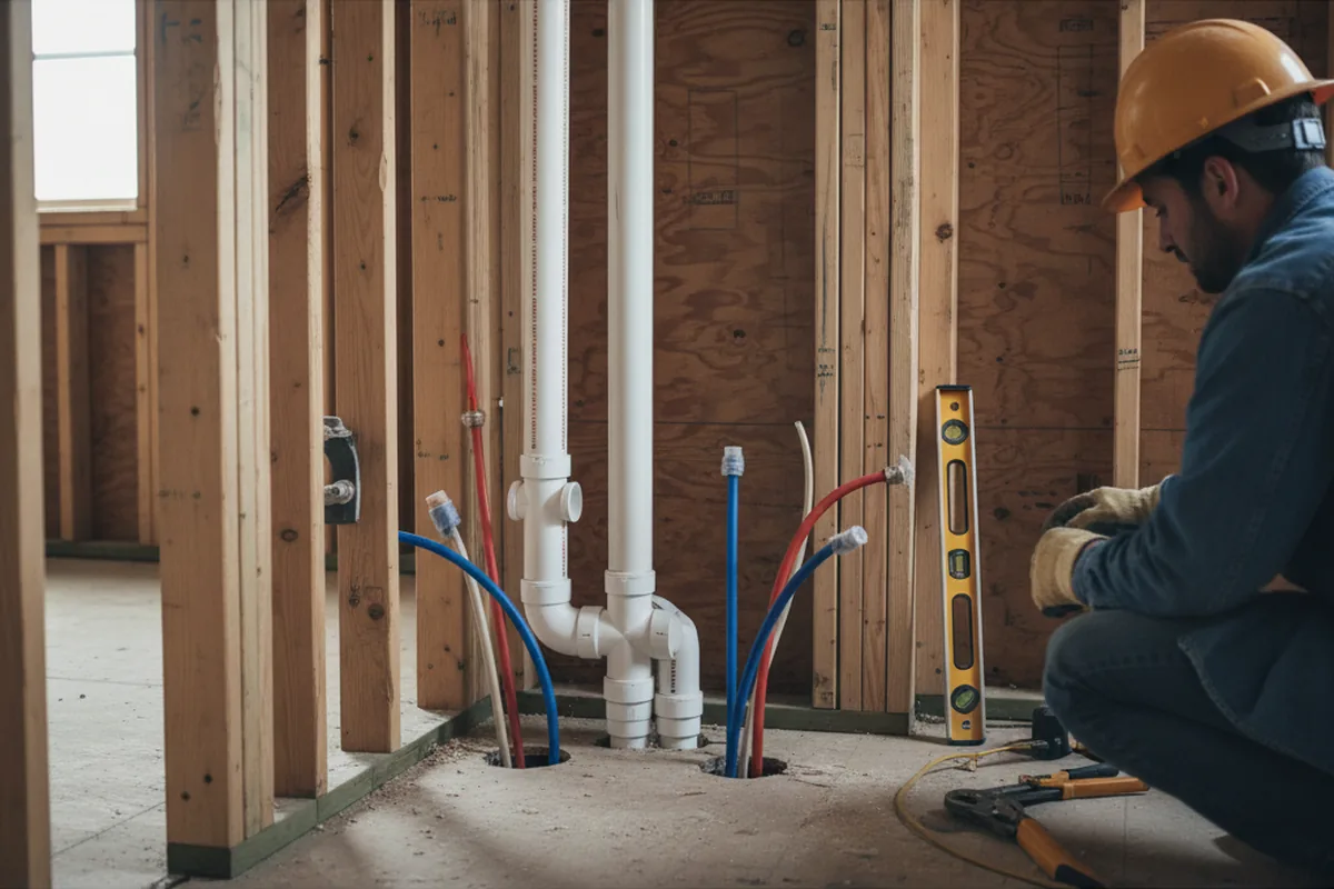 Drain and supply rough-in during Sump Pump Repair in Clarks Hill